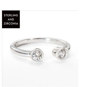 Touchstone Crystal Open Mind Sterling and Zirconia Silver Ring